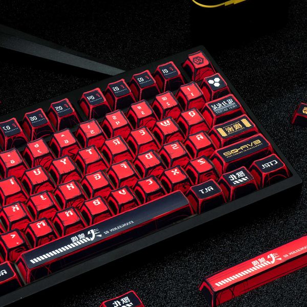 Red Manga Black Cherry Keycap Kit PBT 129 Key Mx Switch HI75 HI8 68 F99 104 64 Wooting Mechanical Keyboard S260826UQI5