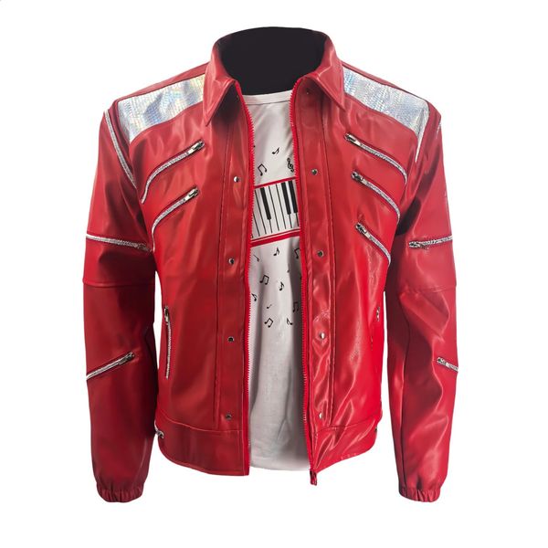 Punk Red Zipper Michael Casual Costumes America Fashion Style Jacket Outwear 260827