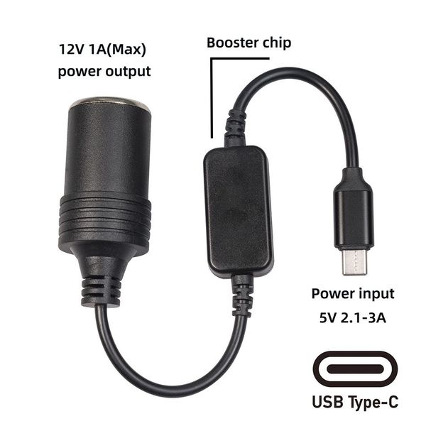 12W USB Type C Male to 12V Cigarette Lighter Socket Female Adapter Converter for Car Accessories HJ