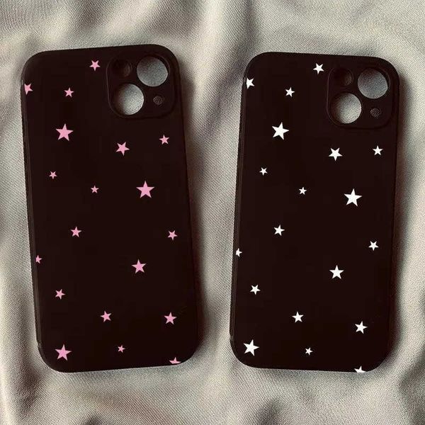 Minimalist Cute Simple Stars Black Phone Case For iPhone 17 AIR 16 15 14 13 12 11 Pro MAX XR XSMAX 7 Plus Y2K Shockproof Cover D260828