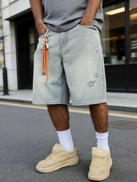 Men's Jeans Loose Casual Simple Cut Denim Shorts Fashion Trendy Denim Straight Pants Y2K Men's Clothing R260826