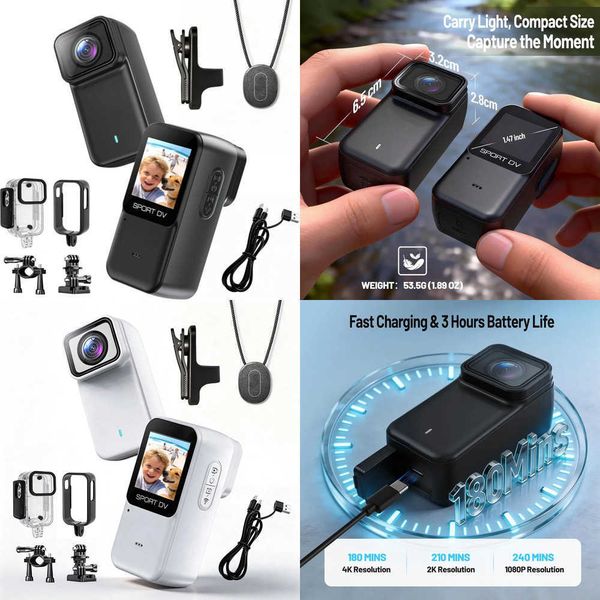 M21 4K MINI Camera WiFi Thumb Action Cameras Body with Audio and Video Recording Waterproof Magnetic Wearable Portable T260827