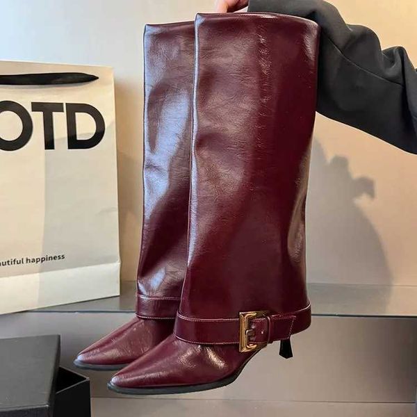 Trouser Leaf Boots Women's Fall/Winter 2026 New Knee-Free Pointed Toe Stiletto Heel High-Heeled Thigh Boots D260831
