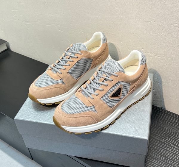 Luxury Men Dress Shoes Designers High Quality Casual Lace-Up Sneakers Shoes Runway Single Shoes Suede Leather leisure Trainers Flat Walk Shoes