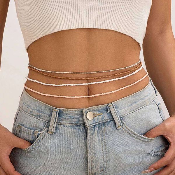 4Pcs Creative Boho Colorful Elastic Seed Beads Waist Belly Belt Chains for Women Summer Bikini Sexy Body Jewelry Y2K Accessories H260228