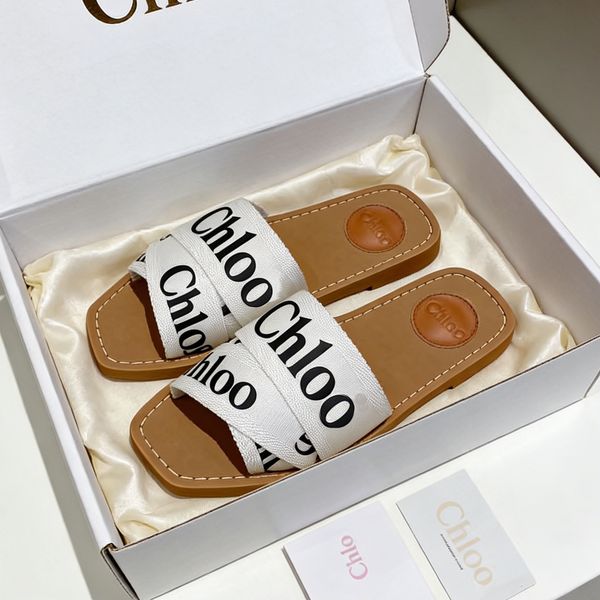 

Designer Luxury Sandals Flat Slides Canvas Slippers Womens sandal sandale shoes casual bottom summer flat flip flops women size 35-42, #6