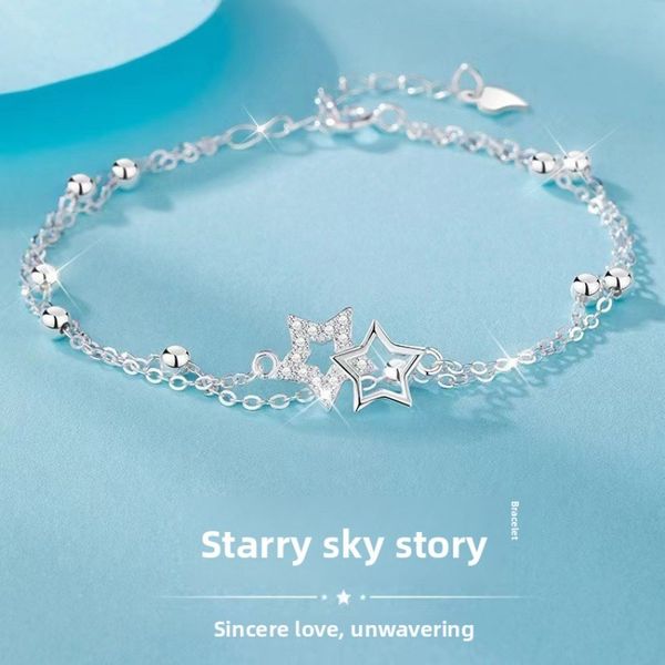 

Double Layer Starry Sky Bracelet for Women Korean Style Light Luxury Zircon Jewelry Ins Niche Design Delicate Hand Chain