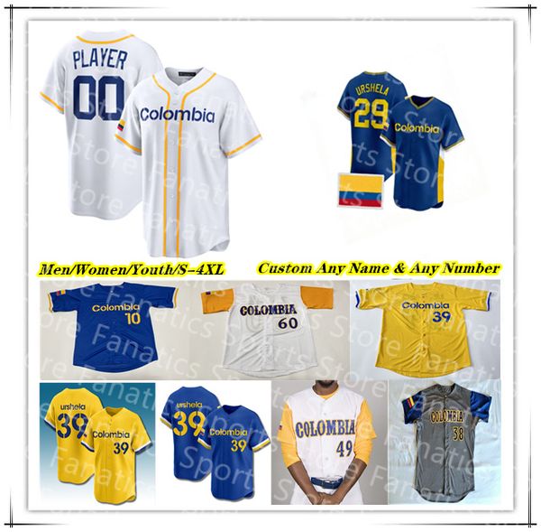 

Colombia 2026 World Baseball Classic WBC Jersey Gustavo Campero Reynaldo Rodriguez Harold Ramirez Dayan Frias Michael Arroyo Donovan Solano Jorge Alfaro Urshela, 2026 men blue style