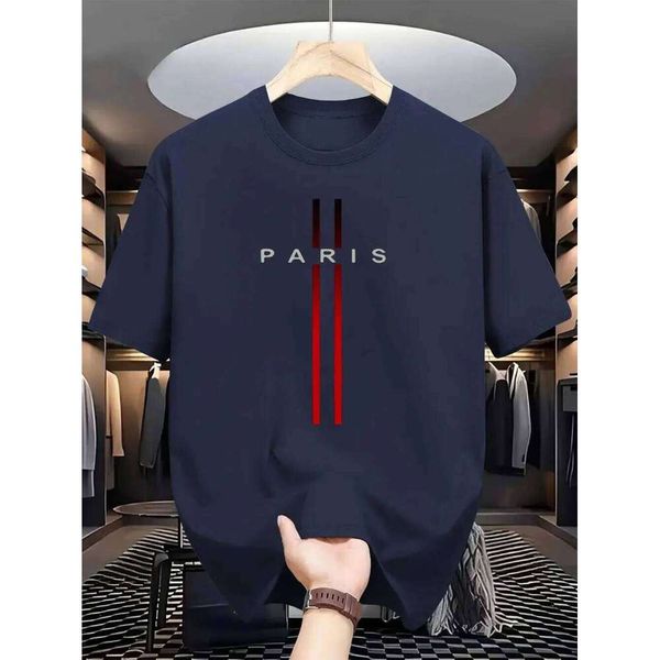 T Men's new polyester fabric comfortable and breathable round neck T-shirt Paris letter printed pattern outdoor casual top J260227