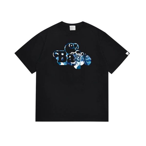 

Designer Mens T-Shirts Tees Side Double Sided Camouflage Shark Tshirts Graphic Colorful Cashew Lightning Cotton Shirts, Blue