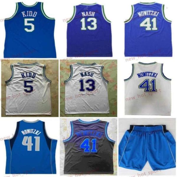 Vintage Basketball Jersey Jason Kidd Steve Nash Dirk Nowitzki Blue White Classic Retro Stitched
