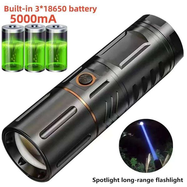 Strong Light Lamp T40 LED Flashlight USB Rechargeable Ultra-Bright Torch High Power Lantern Built-in 3*18650 Lithium Batteries Z260301