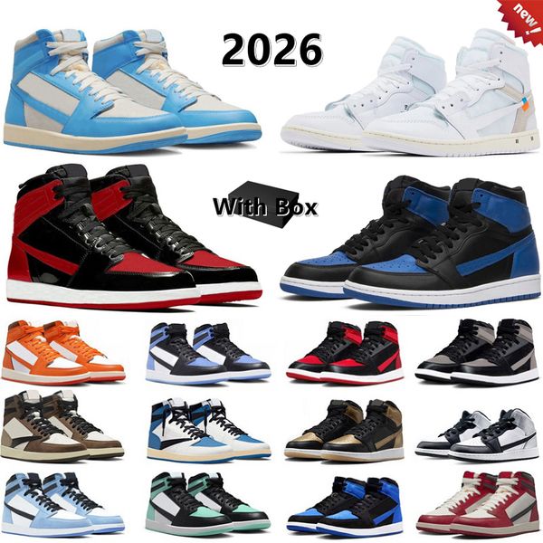 

2026 with box designer 1 1s mens basketball shoes Alaska Royal Bred Patent Starfish Denim Unc Toe Palomino Lost and Found men women trainers sports sneakers GAI, Color#1