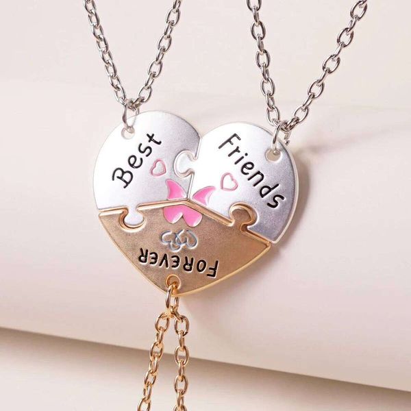 3 Pcs/set Best Friends Forever Pendant Necklace For Women Adjustable Love Broken Heart BFF Choker Party Jewelry Accessorie Y260302