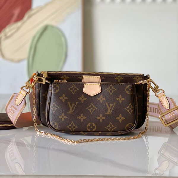 

Easy Pouch on Strap Designer Bag Luxury Shoulder Bag Top Quality Old Flower Chain Handbags Fashion Crossbody Bag Ladies Genuine Leather, #1