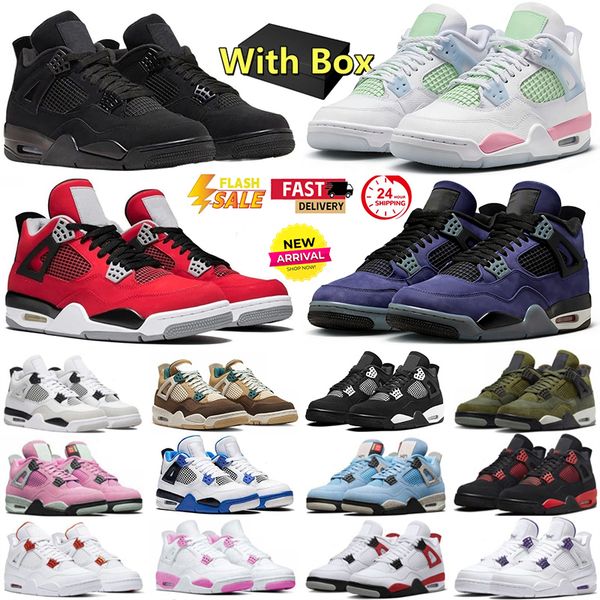 

Designer Basketball Shoes Mens 4 4s Sports Sneakers Black Cat Blue Thunder White Cement Cave Stone Bred Reimagined Deep Green Forgot Me Men Women Trainers, Beige