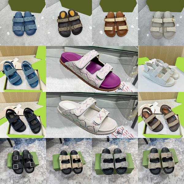 

size 35-47 designer sandals famous designer women designer slides Platform slippers Summer sandals Platform Embroidered fashion slippers Classic Brown sliders, Color#12