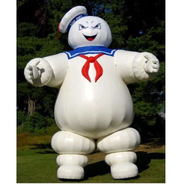 Giant Inflatable Ghostbuster Stay Puft Cartoon Character Balloon Pop Up Marshmallow Man With Removable Banner For Decoration or Advertising