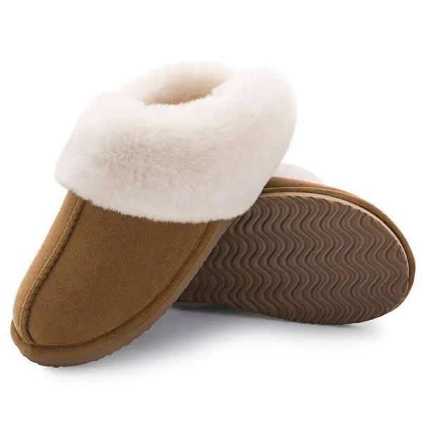 Kidmi Suede Plush House For Women Winter Fluffy Faux Fur Collar Soft Slippers High-density Memory Foam Indoor Shoes