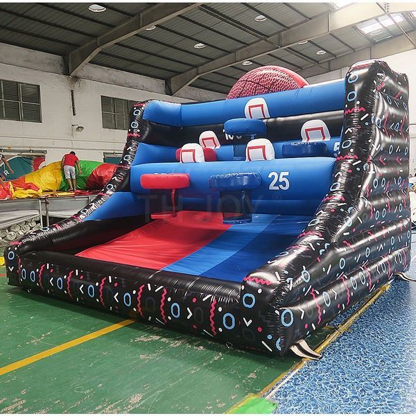 Outdoor activities 4mLx3mWx3mH (13.2x10x10ft) with 6balls inflatable basketball hoop games, Outdoor basketball tossing sport game for kids and adults