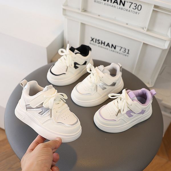 

Free Shipping Children's Sneakers Kids Fashion Design White Non-slip Casual Shoes Boys Girls Hook Breathable Sneakers Toddler Outdoor Shoes Size 24-31