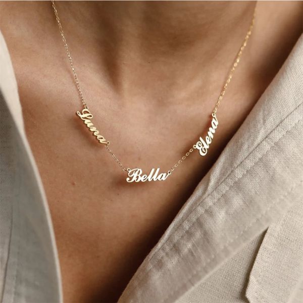Personalized Custom Name Necklace Stainless Steel Multiple Names Nameplate Pendant Necklaces for Women Jewelry Gifts 260302