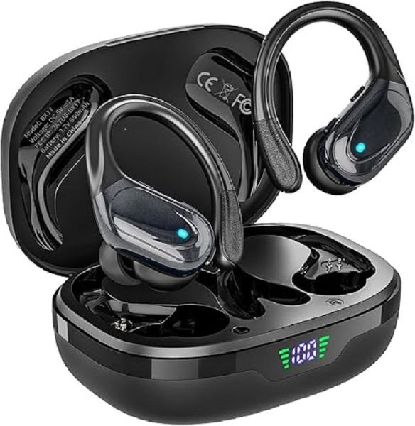Wireless Earbuds, Sports Bluetooth Headphones, 80Hrs Playtime Ear Buds with LED Power Display, Noise Canceling Headset, IPX7 Waterproof Earphone