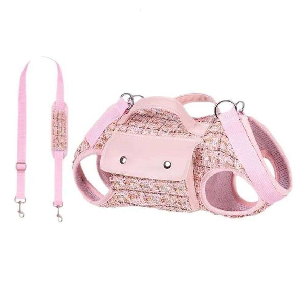 Stylish Dog Horizontal with Leash Handle Elegant Pet Traction Backpack Wear-resistant Breathable Cat Carrier Bag 26H0306