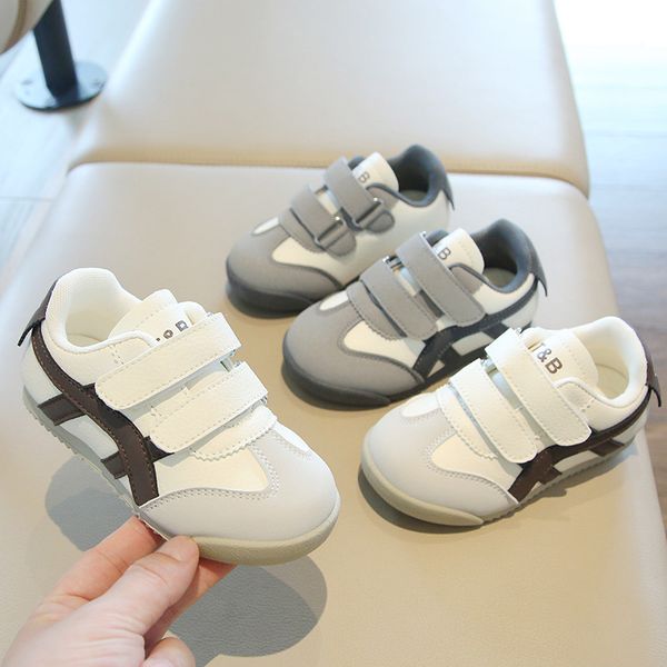 

Free Shipping Fashion Sport Shoes For Children PU Leather Ergonomics Kids Sneakers Soft-soled Children's Sneakers Boy's Girl's Tennis Shoes, White