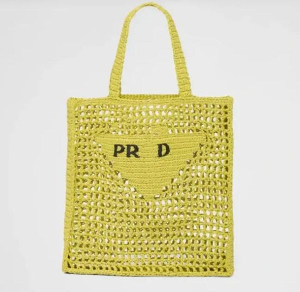 2026 Luxury Designer Eco Friendly Handmade Women's Straw Mesh Raffia Holiday Dress - Inspired Beach Blank Plain Tote Shopping Bag