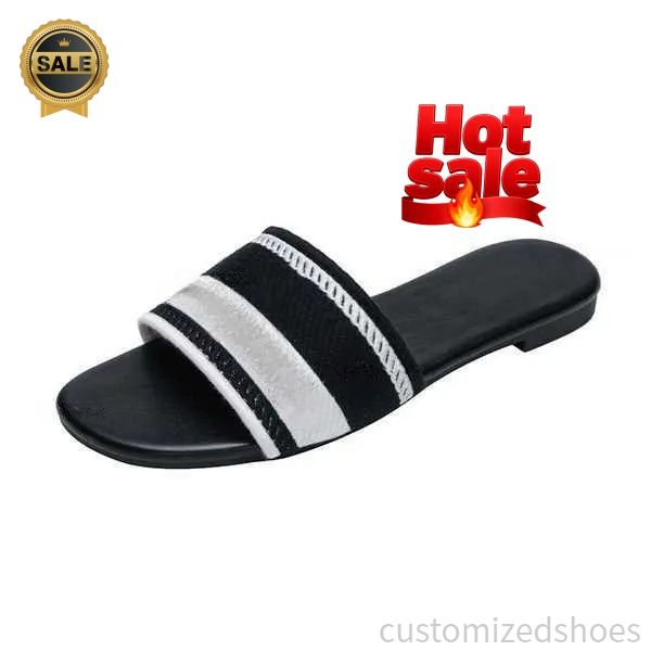 

Slippers Sandals designer sandals sandal 2023 Embroidered Dazzle Designer Slippers Womens Sandals Summer Beach Stripes Casual Slippers flip flops Embroidery 42, Black