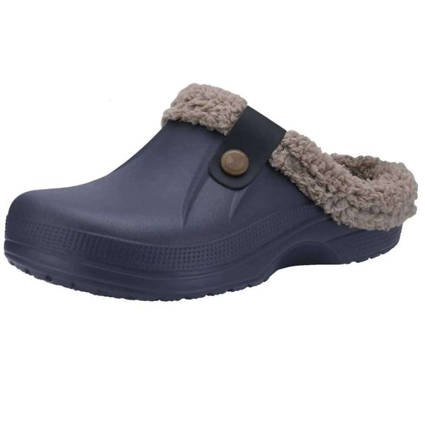 Litfun Winter Plush Lining For Men Women Waterproof Non-slip Fuzzy Slippers Outdoor Furry Warm Cozy Garden Clogs