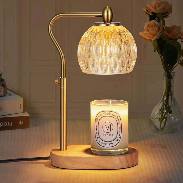 Retro Candle Warmer Table Aromatherapy Lamp with Timer & Dimmer Height Adjustable for Scented Candles Home Bedroom Decor XJ260305