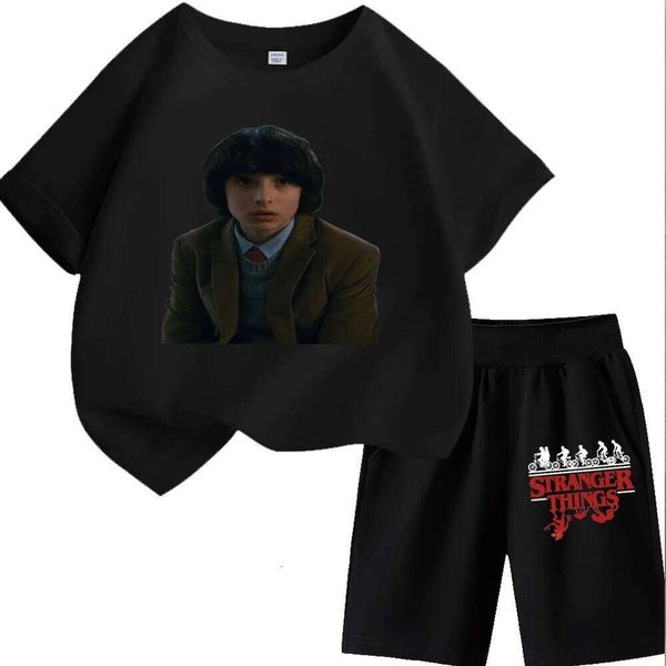 Boys Vintage Style Blazer Tee Set with Short Hair Character Print, Casual and Comfortable Kids Clothing for Daily Wear H260305