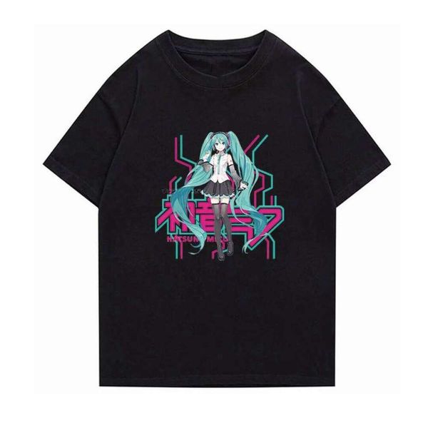 MINISO Hatsune Miku Summer Tshirt Casual Comfortable Top with Cartoon Print for Daily Anime Fashion Wear Q260306