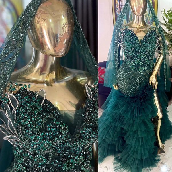 

2K26 Dark Green Prom Dress 2026 Mermaid Prom Dress Florals Crystals Tiers Evening Dresses For Black Women Birthday Party Formal Receiption Gowns Dresses ZJ037, Purple