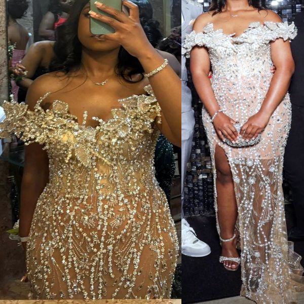 

2K26 Champagne Prom Dress 2026 Mermaid Prom Dress Illusion Crystals Florals Evening Dresses For Black Women Birthday Party Formal Receiption Gowns Dresses ZJ036, Purple