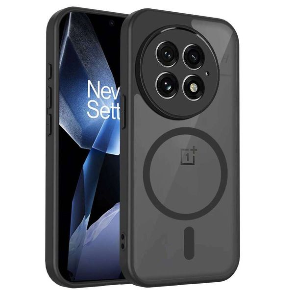 Frosted Clear Magnetic Black Phone Case For OnePlus 13 13R 13T 13S Ace Pro Nord CE 5 Wireless Charge Hard Cover H260305