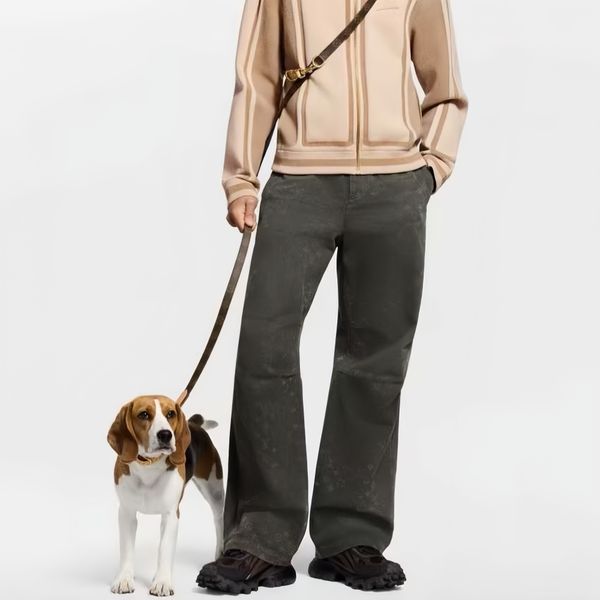 

Designer Luxury Extra Long Crossbody Dog Leash Adjustable Pet Walking Traction Rope Hands-Free Dog Leash Outdoor Dog Walking High Quality 10A Chain Leads Gifts, V brown leash