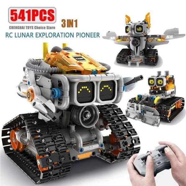 3 in 1 Remote Control Lunar Exploration Programming Truck/Bulldozer Building Blocks Stem Kits for Kids Educational Toy Boys Gift C260306