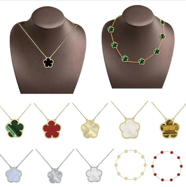 

Gold & Silver Plated Clover Pendant Necklace, 15mm White Mother of Pearl Flower, Classic Designer Jewelry for Women Wedding Gift, Wholesale