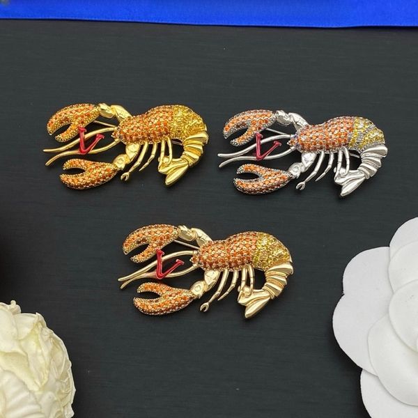 

Luxury Diamond Brooch New Style Lobster Brooch 18K Gold Plated Men's and Women's Brooch Fashion Brooch Pin Designer Brooch Pin High Version Holiday Gift