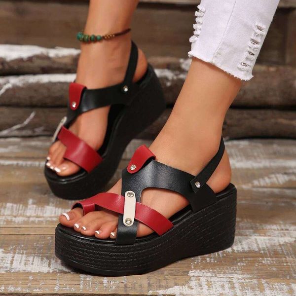 *Summer Round Toe Comfortable and Elegant Anti Slip Wedge Heel Fashionable New Style Sexy Plus Size Sandals for Women