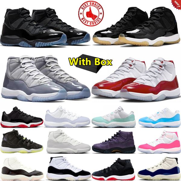 

2026 with box 11 11s mens basketball shoes Space Jam Purple Rain Bred Velvet Neapolitan Cherry Cool Grey University Blue men women trainers sports sneakers 36-47, Fuchsia