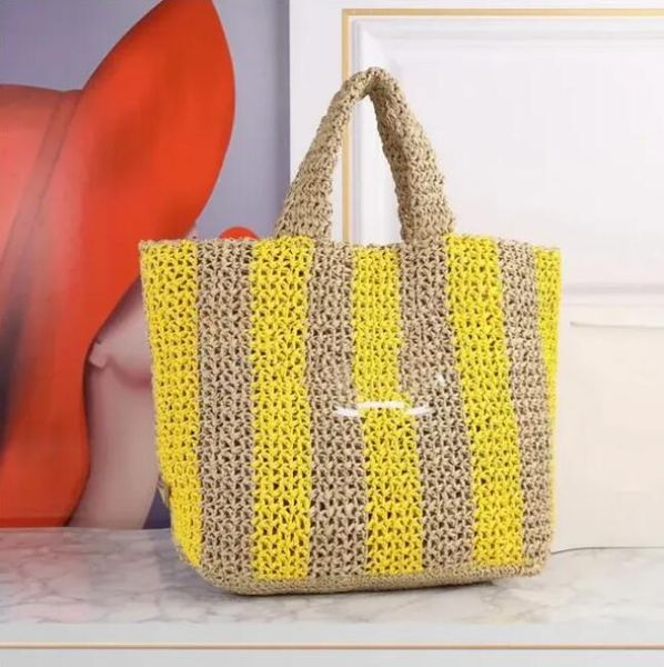 

2026 Tote Luxury Handbag Designer High Quality Beach Women rafia tote bag Straw Large Capacity Totes Shopping Bag Shoulder Bags Hand embroider totebag, Orange