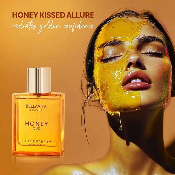 BellaVita Honey Oud EDP 3.4oz Warm Amber Vanilla Perfume, Long Lasting Unisex Scent, Holiday Gift for Christmas Halloween Z260310