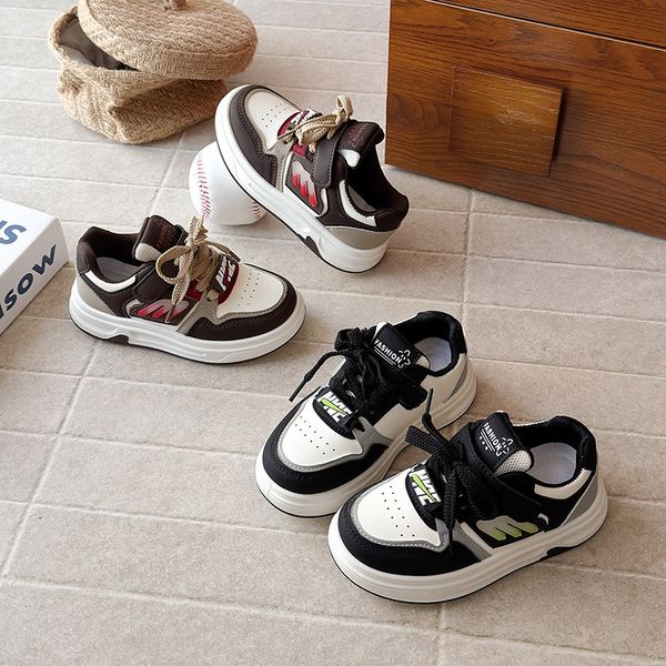 

Free shipping Kids Shoes Boy Sneakers Girl Toddler Fashionable children's shoes Black Baby Skateboard Athletic Outdoor Sports Trainers Children youth size26-37, Brown