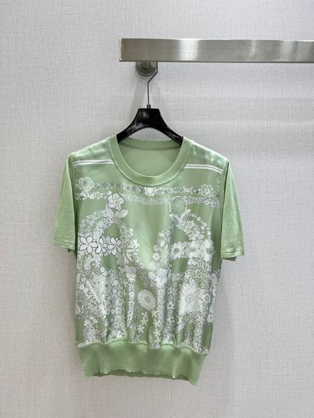 Milan Runway Women's Knits 2026 New Spring Summer O Neck Short Sleeve Fashion Designer Tees Brand Same Style Tops 0311-11