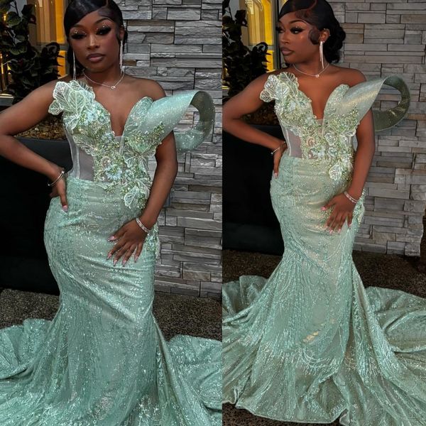 

2K26 Sage Prom Dress 2026 Mermaid Prom Dress Sweetheart Appliques Flowers Sequined Evening Dresses Birthday Party Formal Receiption Gowns Dresses ZJ014