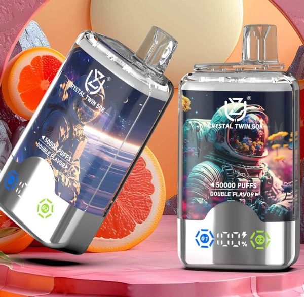 

EU Fast Ship VAPEN UZY Crystal Twin 50k Puff 50000 Puffs Disposable Vapes Consistence Taste Flavor Smart Display E Cigarettes puff jnr wasp 30k 100k Puff, Multi-color